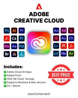 Adobe Creative Cloud All Apps Official Software. Supported on (Windows & Mac) 100% Gurranty