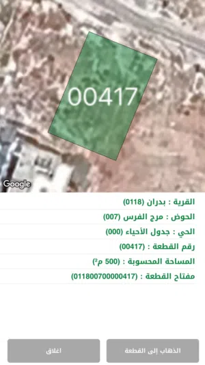 ارض للبيع شفا بدران مرج الفرس الكوم الغربي