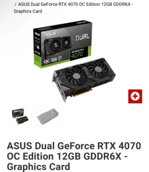 كرت شاشة ASUS RTX 4070 12GB OC مستعمل للبيع