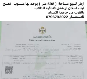 أرض للبيع قرب جامعة الإسراء