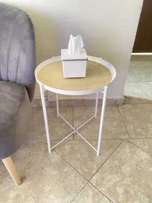 Side table white with bottom Tray