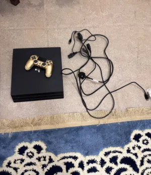 PlayStation 4 Slim with Gold DualShock 4 Controller and Cables - Good Condition with moniter