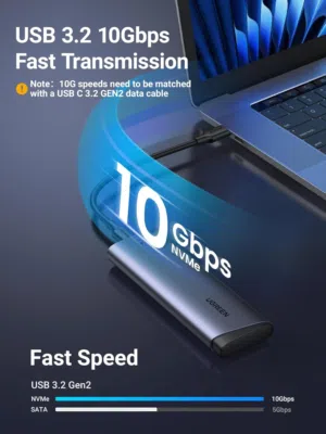 علبة SSD خارجية UGREEN M.2 NVMe SSD Enclosure – سرعة 10Gbps