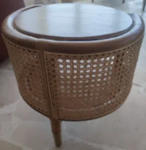 Wooden Cane Side Low Table