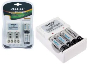 Battery Charger شاحن بطاريات مع بطاريات عدد 4 (يشحن بطاريات  AA/AAA/9V)