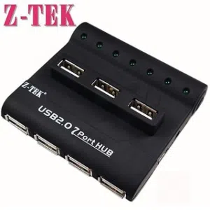 Z-TEK USB/AC Powered USB 2.0 7-Port Hub - Black
