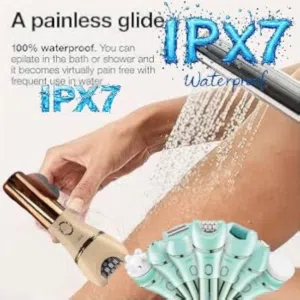 مجموعة جهاز إزالة الشعر الكهربائية 7 في 1 للنساء V-756، آلة تشذيب شعر الوجه، مقاومة للماء بدرجة IPX7