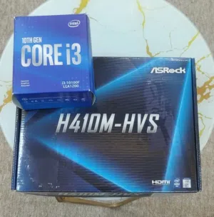 معالج انتل CORE i3-10100F مع اللوحة الام (مذربورد) H410M-HVS