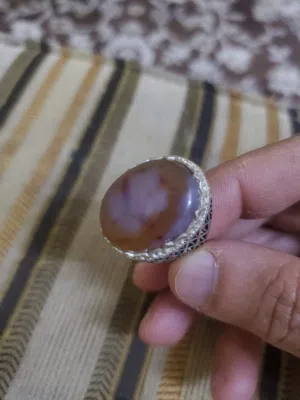 خاتم فضة إسترليني عيار 925 بتصميم تراثي مزين بحجر عقيق يماني