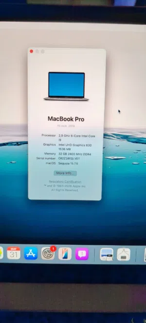 macbook pro 2019 مواصفات عالية