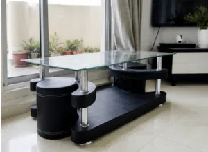 Modern Glass Coffee Table – Elegant Black & Glass Design
