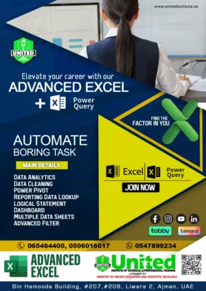 Advanced Excel @ 800 only at the United Institute.