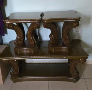 Dark Brown 3-Piece Malaysian Wooden Table Set