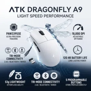 ماوس ATK Dragonfly A9 جديد ومتوفر توصيل بدينارين لجميع المملكه