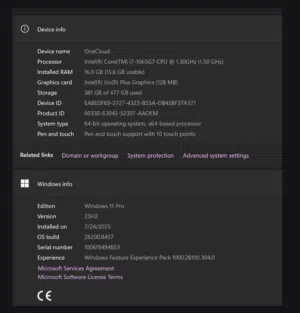 Surface Pro 7 16gb RAM i7 , 500GB
