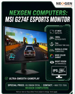 G274F Gaming Monitor 27 inches display screen NVIDIA G-SYNC Graphics New sealed box not use.