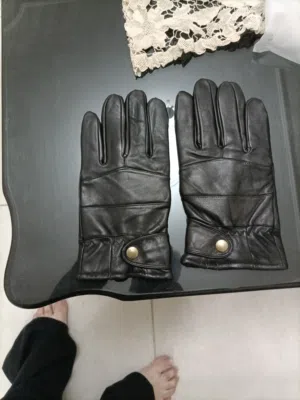 كفوف جلد طبيعي لون اسود قياس XL