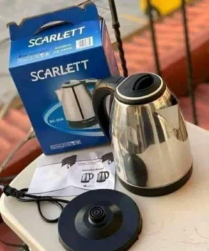غلاية سخان ماء كهرباء ستيل 2 لتر مع قاعدة ابريق غلي و تسخين الماء غلايه SCARLETT