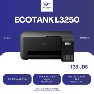 Epson EcoTank L3250 Home ink tank printer A4, Colour, 3-in-1 printer with WiFi طابعة ابسون ايكو تانك