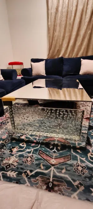 طاولة طعام زجاج + طاولة منتصف للبيع