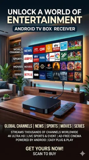 Android box Reciever/Live channels without Dish/Smart TV BOX/New released movies and series