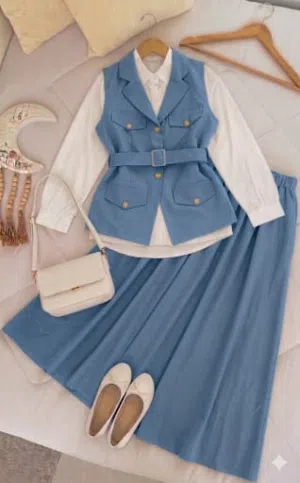 واو صبايا! أحلى طقم للعيد طقم تنورة دبل كلوش 3 قطع خامة الباربي الفاخرة لتألق وأناقة لا مثيل لها يشم