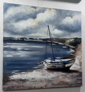 Hand painted sea shore painting لوحة فنية مرسوم يدوي