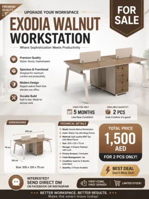 FOR URGENT SALE – Premium Exodia Walnut Office Workstation (2 Pcs Available)