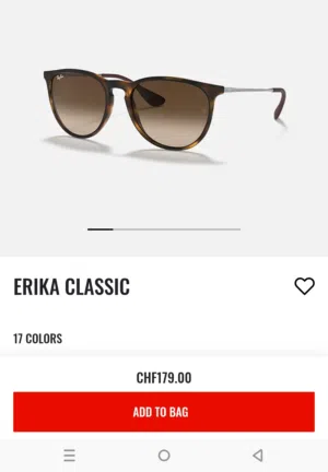Ray-Ban Erika (إيريكا)، وهي موديل يتميز بتصميم كلاسيكي يجمع بين الأناقة والراحة. ...................