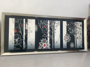 لوحة جدارية مودرن كبيرة بتصميم أبيض وأسود ولمسات حمراء فخمة