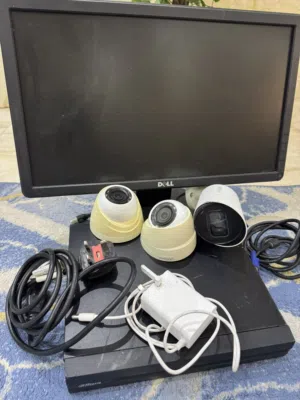 Three cameras with receiver and monitor