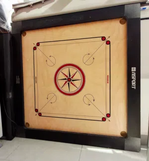 CARROM BOARD JUMBO SIZE WITH COINS FOR SALE.