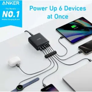 شاحن موبايل وتابلت  عالي الجودة Anker Charger 112W 6 Ports