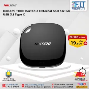 Hikvision HIKSEMI ESSD-T100 512GB Portable External SSD - Black