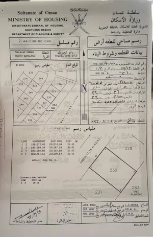 للبيع ارض سكنية صحنوت الشمالية مربع ج رقم القطعة 230.