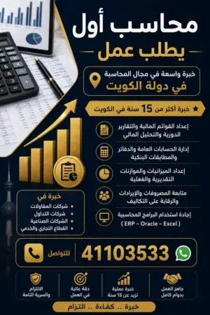 محاسب خبره اكثر من 20سنه بالكويت