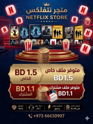 متوفر اشتراك نت فلكس ملف خاص وعام