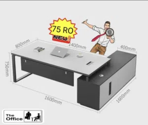 Modern Executive Office table with side cabinet