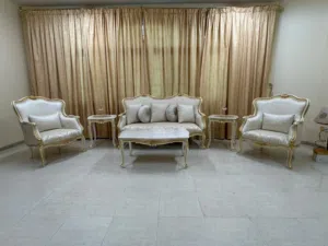 Luxury Sofa Set Like New with Marble Tables طقم كنب فاخر بحكم الجديد مع طاولات رخامLuxury Sofa Set L