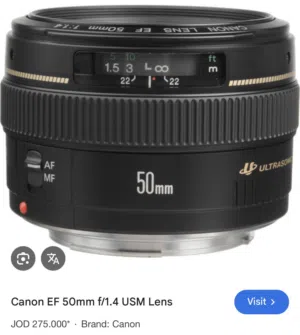 عدسة كانون 50 1.4 Canon 50 mm 1.4 usm للبيع