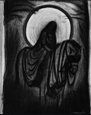 Hand-Drawn charcoal Authentic Arabic Art.