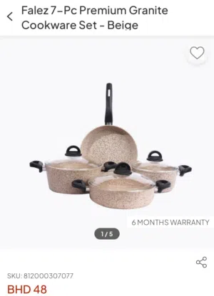 Falez 7-Pc Premium Granite Cookware Set - Beige