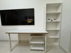 Desk and library
