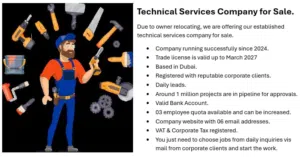 Technical services business for sale