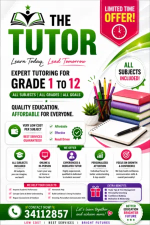 Expert Tutoring for Grade 1 to 12  All Subjects Included  Online & In-Person Classes Available
