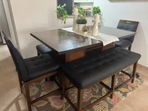 Dining Table Set with 2 Chairs and 2 benches – Modern Design – Excellent Condition