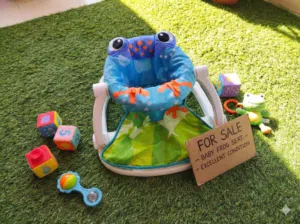 كرسي تعليم الجلوس (Baby Frog Seat)ك (شكل ضفدع) - نظيف جداً مع ألعاب