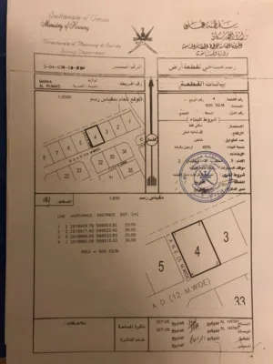 للبيع أرض سكنية ممتازة في بركاء (الرميس شمال)