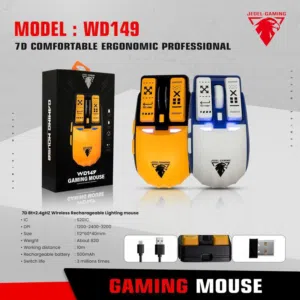 ماوس جيمنج لاسلكي JEDEL WD149 – تصميم مريح، دقة عالية، وبطارية قابلة للشحن!