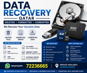 Data Recovery Qatar Deleted, Formatted & Corrupted HDD SSD USB SD Card Recovery